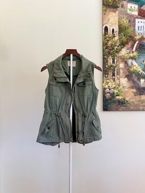 Ashley By 26 International Army Green Utility Vest Cargo Jacket Size Medium